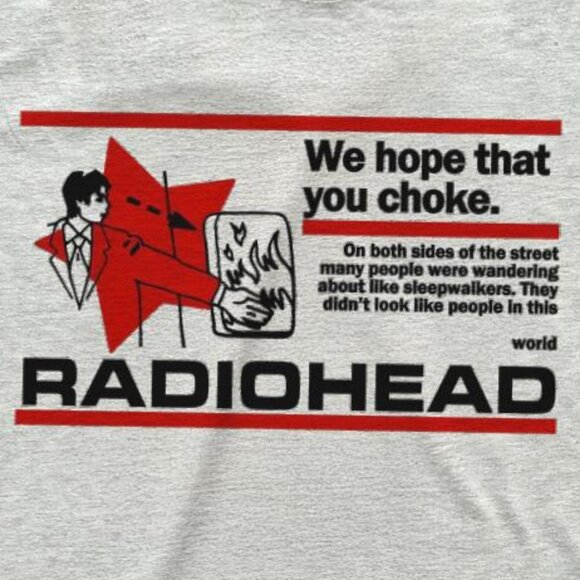 Vintage 90s Radiohead Band Rock Music Merch T-Shirt, Radiohead unisex tee grey - Picture 3 of 4